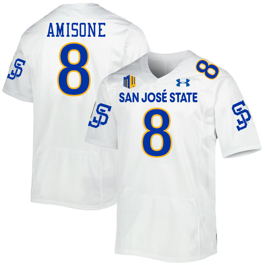 San Jose State Spartans #8 Tama Amisone College Football Jerseys,Uniforms-White